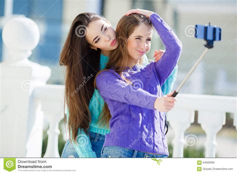 Two Girls Make Self In The City Stock Photo - Image: 64926566