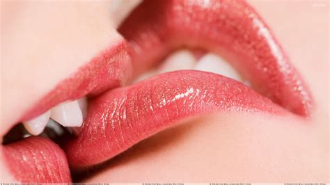 lips | Kissing Glossy Red Lips Closeup Wallpaper | One ...