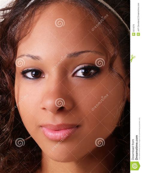 Pretty Young Teen Black Girl Closeup Portrait Stock Photo ...