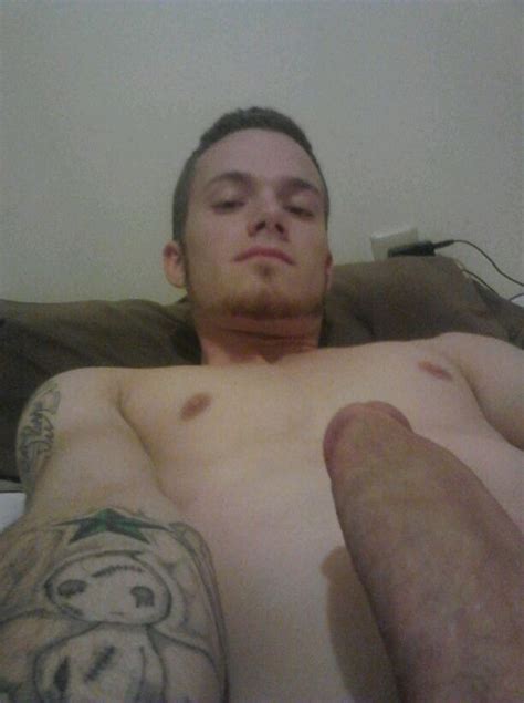 Tattooed Man Shows A Dick In Close Up - Nude Men Selfies