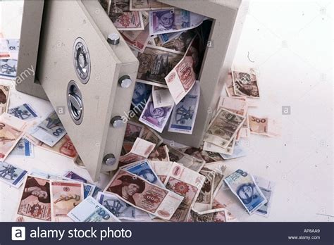 Close-up of safe full of German currency Stock Photo ...