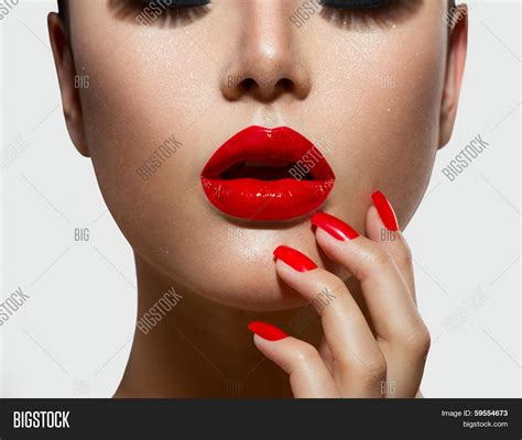 Fashion Model Girl Portrait. Red Image & Photo | Bigstock