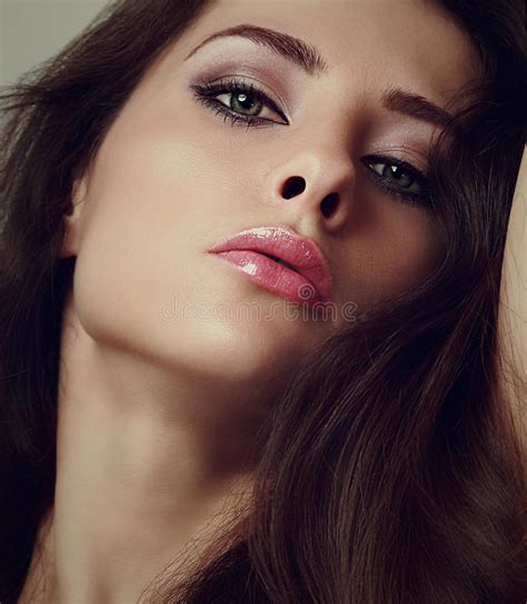 Makeup Woman With Hot Lips. Closeup Stock Image - Image of ...