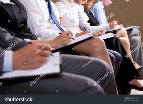 Closeup Business People Making Notes Writing Stock Photo ...