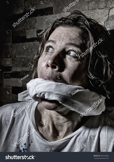 Closeup Woman Gagged Abused Stock Photo 399318856 ...